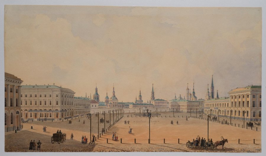 Бронин. Вид Театральной площади от Большого театра в сторону Китай-города. 1840-е гг