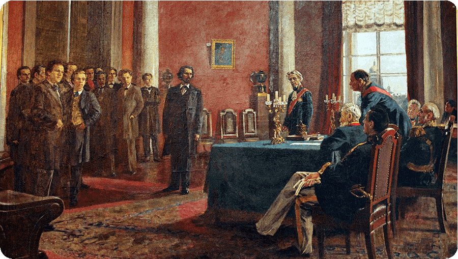 Выход четырнадцати из Академии художеств. Художник П.М. Попов (1950‑е)